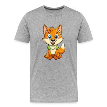 Fuchs Niedliche Zeichentrickfigur Kawaii Clipart - Männer Premium Bio T-Shirt - Grau meliert - Vorne - Damien (186cm)