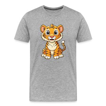 Tigre du Bengale Dessin Animé Personnage Kawaii Clipart - T-shirt bio Premium Homme - gris chiné - Devant - Damien (186cm)