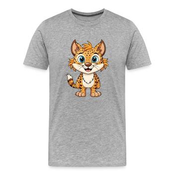 Wild cat Cute Cartoon Character Kawaii Clipart - Men's Premium Organic T-Shirt - heather grey - Front - Damien (186cm)