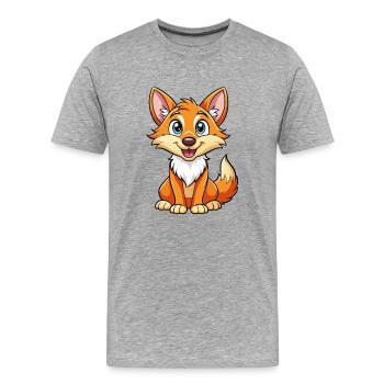Kojote Niedliche Zeichentrickfigur Kawaii Clipart - Männer Premium Bio T-Shirt - Grau meliert - Vorne - Damien (186cm)