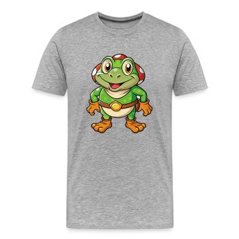 Crapaud mignon personnage de dessin animé Kawaii Clipart - T-shirt bio Premium Homme - gris chiné - Devant - Damien (186cm)