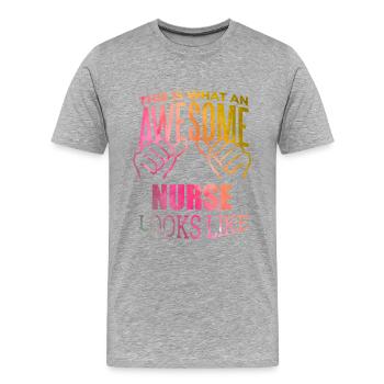 Krankenschwester, Schwester, Krankenschwester - Männer Premium Bio T-Shirt - Grau meliert - Vorne - Damien (186cm)