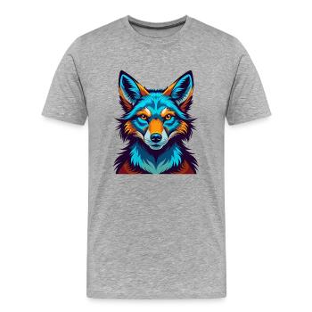 Kojote Bunte Kawaii Cartoon Figur Clipart - Männer Premium Bio T-Shirt - Grau meliert - Vorne - Damien (186cm)