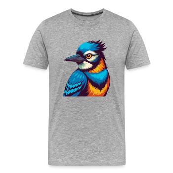 Blue Jay Bunte Kawaii Cartoon Figur Clipart - Männer Premium Bio T-Shirt - Grau meliert - Vorne - Damien (186cm)