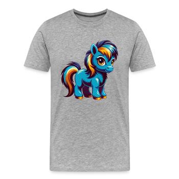 poney coloré kawaii personnage de dessin animé clipart - T-shirt bio Premium Homme - gris chiné - Devant - Damien (186cm)