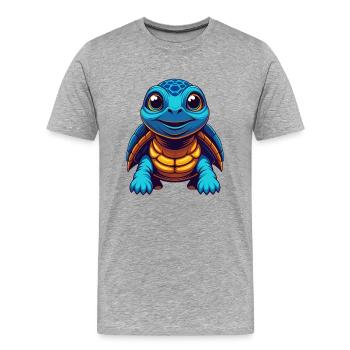 Schildkröte Bunte Kawaii Cartoon Figur Clipart - Männer Premium Bio T-Shirt - Grau meliert - Vorne - Damien (186cm)