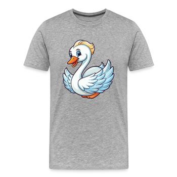 cygne mignon personnage de dessin animé Kawaii Clipart - T-shirt bio Premium Homme - gris chiné - Devant - Damien (186cm)