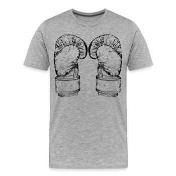 Kickboxen Handschuhe Skizze - Männer Premium Bio T-Shirt - Grau meliert - Vorne - Damien (186cm)