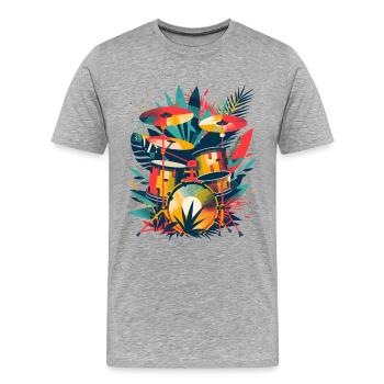 Drum Set Illustration - Men's Premium Organic T-Shirt - heather grey - Front - Damien (186cm)