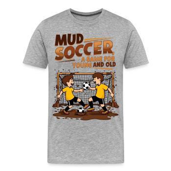 Mud football - Men's Premium Organic T-Shirt - heather grey - Front - Damien (186cm)