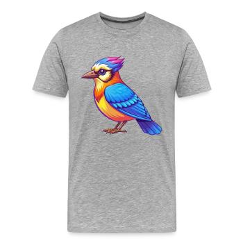 Blue Jay Bunte Kawaii Cartoon Figur Clipart - Männer Premium Bio T-Shirt - Grau meliert - Vorne - Damien (186cm)