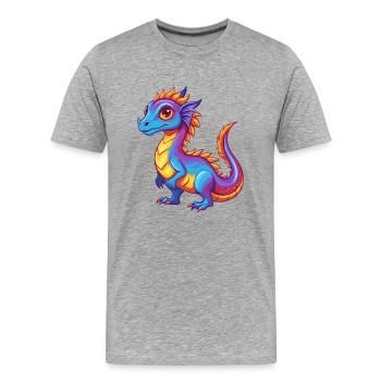 Basilisk Bunte Kawaii Cartoon Figur Clipart - Männer Premium Bio T-Shirt - Grau meliert - Vorne - Damien (186cm)