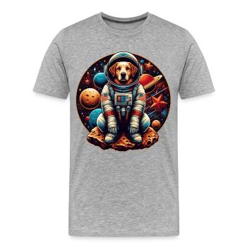 Space Pup Adventure: Astronaut Dog in der Galaxis - Männer Premium Bio T-Shirt - Grau meliert - Vorne - Damien (186cm)