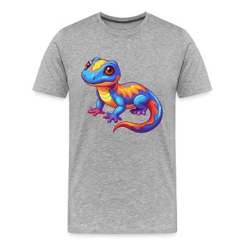 Salamander Colorful Kawaii Cartoon Character - Men's Premium Organic T-Shirt - heather grey - Front - Damien (186cm)