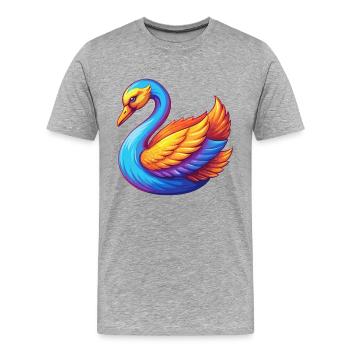 cygne coloré kawaii personnage de dessin animé oiseau - T-shirt bio Premium Homme - gris chiné - Devant - Damien (186cm)