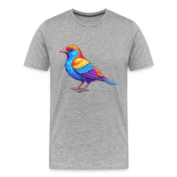 Red Winged Blackbird Colorful Kawaii Cartoon - Men's Premium Organic T-Shirt - heather grey - Front - Damien (186cm)
