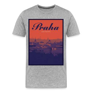 Praha Farbverlauf Stadtlandschaft - Männer Premium Bio T-Shirt - Grau meliert - Vorne - Damien (186cm)