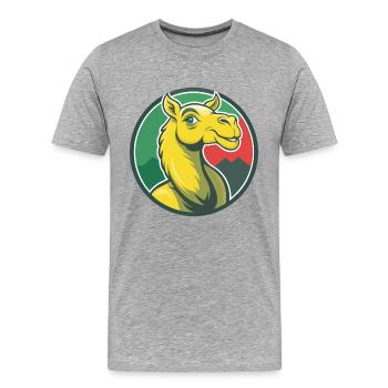 Chameau mignon Kawaii dessin animé Clipart Animal de compagnie - T-shirt bio Premium Homme - gris chiné - Devant - Damien (186cm)