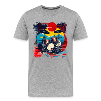 Schlagzeug - Männer Premium Bio T-Shirt - Grau meliert - Vorne - Damien (186cm)