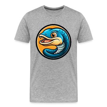 Anguille Coloré Kawaii Dessin Animé Personnage Clipart Animal de compagnie - T-shirt bio Premium Homme - gris chiné - Devant - Damien (186cm)
