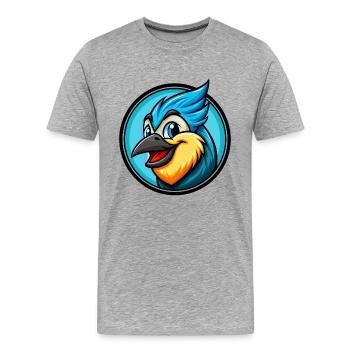 Jay Bird Coloré Kawaii Dessin Animé Personnage Clipart - T-shirt bio Premium Homme - gris chiné - Devant - Damien (186cm)