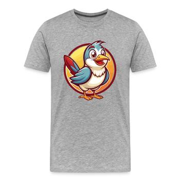 Kuckuck Vogel Lustig Kawaii Cartoon Clipart Tier - Männer Premium Bio T-Shirt - Grau meliert - Vorne - Damien (186cm)
