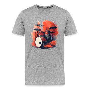Batterie Style Rétro - T-shirt bio Premium Homme - gris chiné - Devant - Damien (186cm)