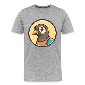 Taube Kawaii Cartoon Figur Tier Haustier Gesicht - Männer Premium Bio T-Shirt - Grau meliert - Vorne - Damien (186cm)