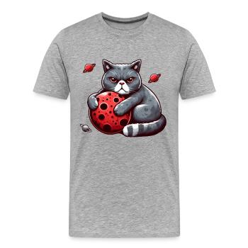 Cat Apocalypse: Mürrische Stimmungskatze - Männer Premium Bio T-Shirt - Grau meliert - Vorne - Damien (186cm)