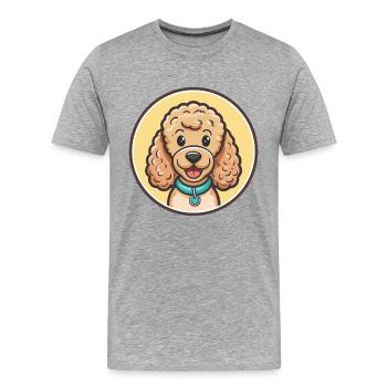 Corded Poodle Dog Breed Cartoon Kawaii Clipart Pet - Men's Premium Organic T-Shirt - heather grey - Front - Damien (186cm)