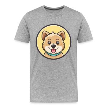Race de chien dessin animé Kawaii Clipart Illustration - T-shirt bio Premium Homme - gris chiné - Devant - Damien (186cm)