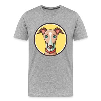 Lurcher chien race dessin animé personnage Kawaii Clipart - T-shirt bio Premium Homme - gris chiné - Devant - Damien (186cm)