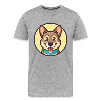 Mischling Hund Rasse Cartoon Figur Kawaii Clipart - Männer Premium Bio T-Shirt - Grau meliert - Vorne - Damien (186cm)