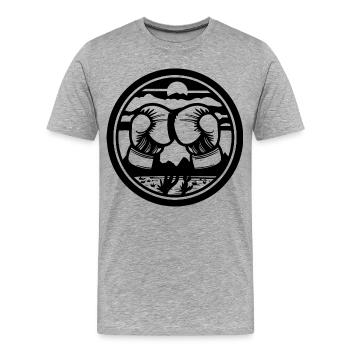 Boxen Zeichnung - Männer Premium Bio T-Shirt - Grau meliert - Vorne - Damien (186cm)
