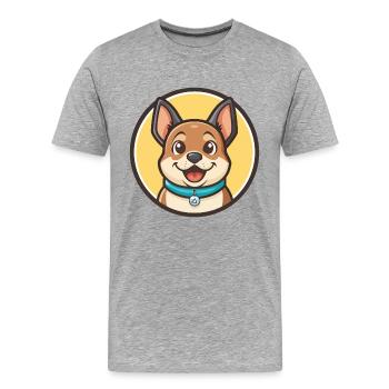 Strellufstover Chien Race Dessin animé Kawaii Clipart - T-shirt bio Premium Homme - gris chiné - Devant - Damien (186cm)