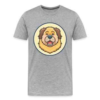 Tibetische Dogge Hund Rasse Karikatur Kawaii Clipart - Männer Premium Bio T-Shirt - Grau meliert - Vorne - Damien (186cm)