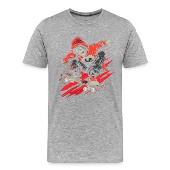 Skateboard amusant - T-shirt bio Premium Homme - gris chiné - Devant - Damien (186cm)