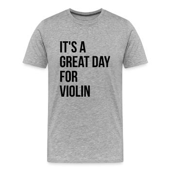 Violine Violine Violine - Männer Premium Bio T-Shirt - Grau meliert - Vorne - Damien (186cm)