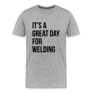 Schweißen Schweißen Schweißen - Männer Premium Bio T-Shirt - Grau meliert - Vorne - Damien (186cm)