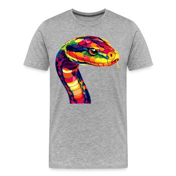 Schlange Python Kobra Mamba Klapperschlange Snake - Männer Premium Bio T-Shirt - Grau meliert - Vorne - Damien (186cm)