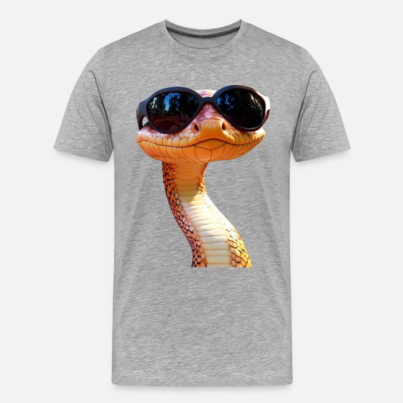 Schlange Python Kobra Mamba Klapperschlange Snake - Männer Premium Bio T-Shirt - Grau meliert
