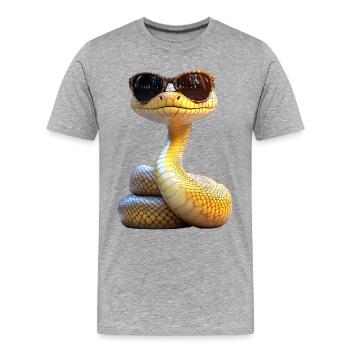 Schlange Python Kobra Mamba Klapperschlange Snake - Männer Premium Bio T-Shirt - Grau meliert - Vorne - Damien (186cm)
