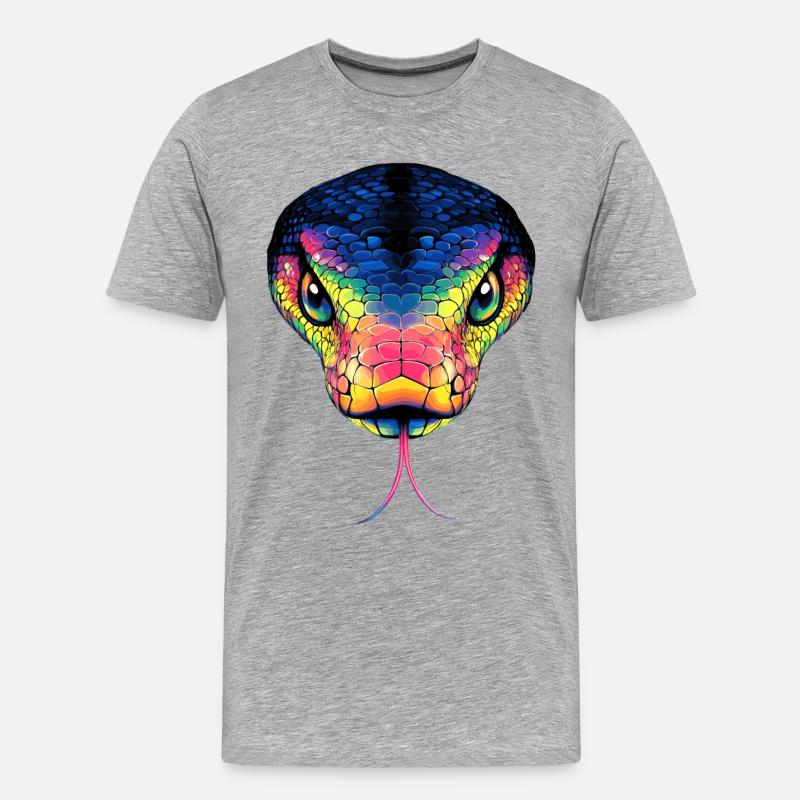 Schlange Python Kobra Mamba Klapperschlange Snake - Männer Premium Bio T-Shirt - Grau meliert