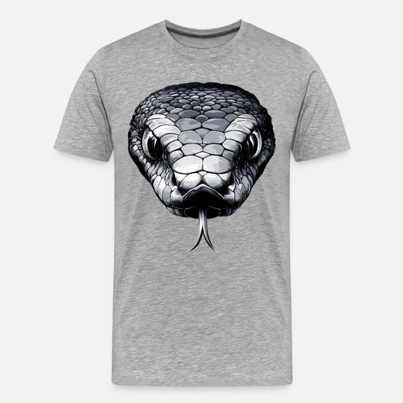 Schlange Python Kobra Mamba Klapperschlange Snake - Männer Premium Bio T-Shirt - Grau meliert
