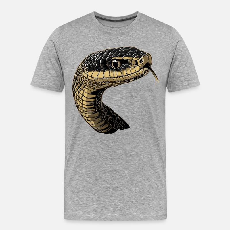 Schlange Python Kobra Mamba Klapperschlange Snake - Männer Premium Bio T-Shirt - Grau meliert