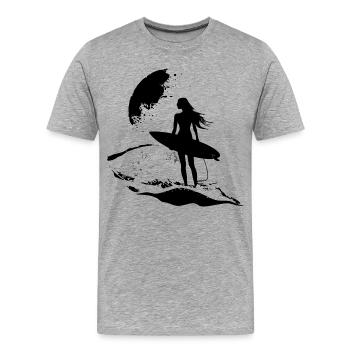 Surfer Girl - Men's Premium Organic T-Shirt - heather grey - Front - Damien (186cm)