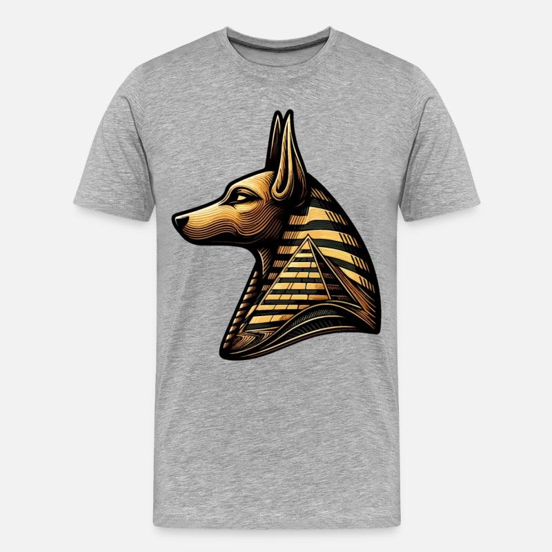 Anubis | Wächter der Gräber Ägypten - Männer Premium Bio T-Shirt - Grau meliert