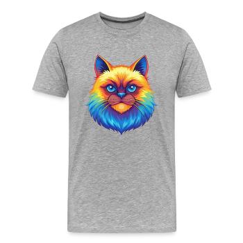 Himalaya Katze Rasse Karikatur Kawaii Tier Haustier - Männer Premium Bio T-Shirt - Grau meliert - Vorne - Damien (186cm)