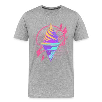 Cornet de crème glacée Synthwave - T-shirt bio Premium Homme - gris chiné - Devant - Damien (186cm)