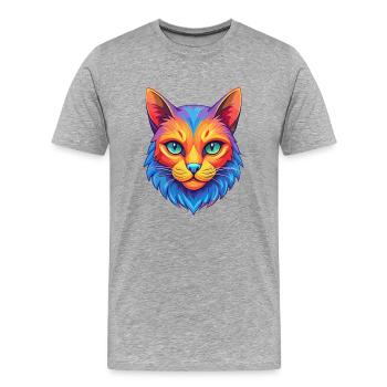 Hauskatze Rasse Karikatur Kawaii Tier Haustier - Männer Premium Bio T-Shirt - Grau meliert - Vorne - Damien (186cm)